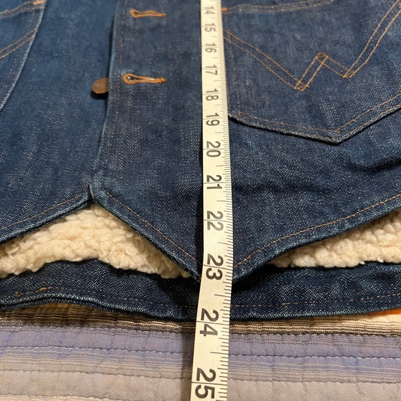 Wrangler Vintage Sherpa Lined‎ Denim Vest Women Blue Jean Trucker Style Made USA - Picture 6 of 6